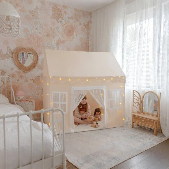 Play Tent with Padded Mat LED Lights Indoor Bed Tent for Toddlers Neutral - Picture 2 of 7